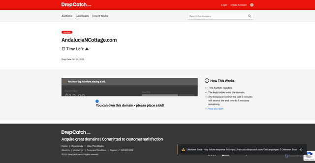 Security scan screenshot of http://andaluciancottage.com/