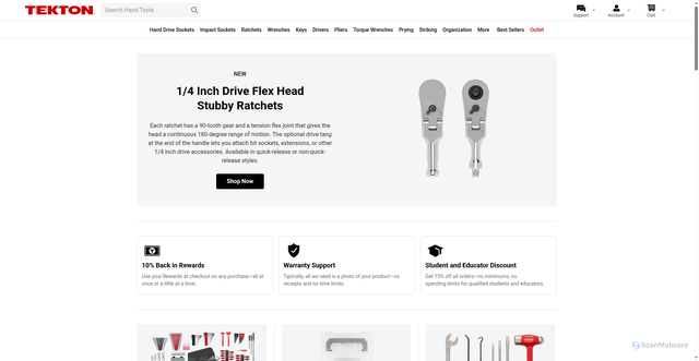 Security scan screenshot of https://tekton.com