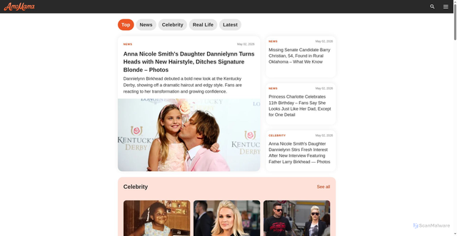 Security scan screenshot of https://news.amomama.com