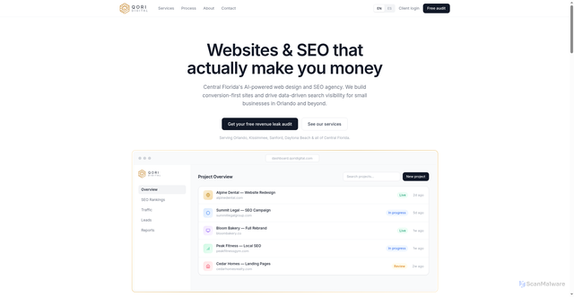 Security scan screenshot of http://qoridigital.com/