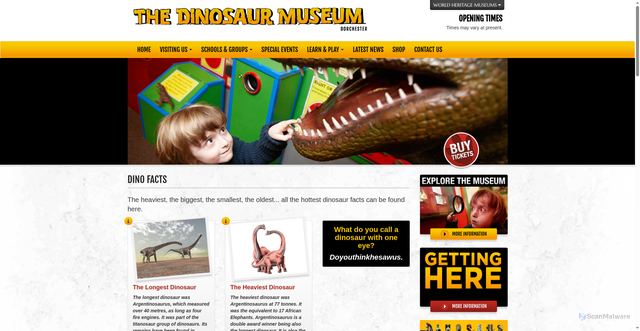 Security scan screenshot of https://www.thedinosaurmuseum.com/dino-facts