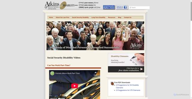 Security scan screenshot of https://theatlantasocialsecurityattorney.com/video-library/