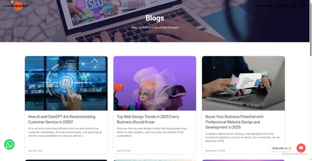 Security scan screenshot of https://coreapplet.com/blogs
