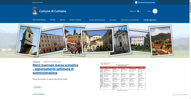 Security scan screenshot of https://www.comune.cumiana.to.it/