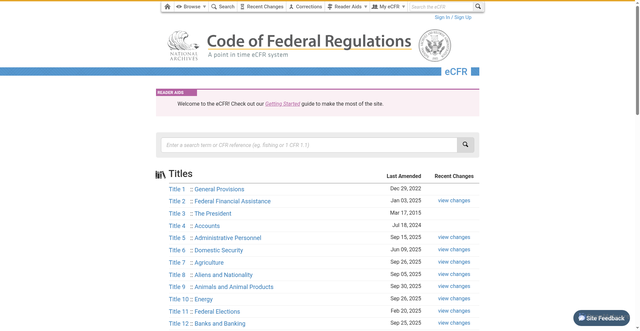 Security scan screenshot of https://www.ecfr.gov/
