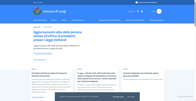 Security scan screenshot of https://comune.longi.me.it/