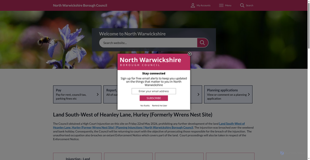 Security scan screenshot of http://www.northwarks.gov.uk