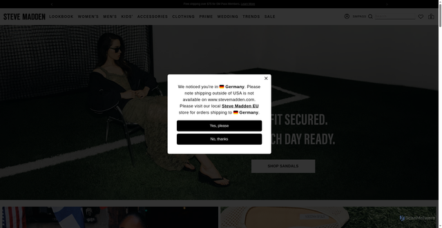 Security scan screenshot of https://stevemadden.com