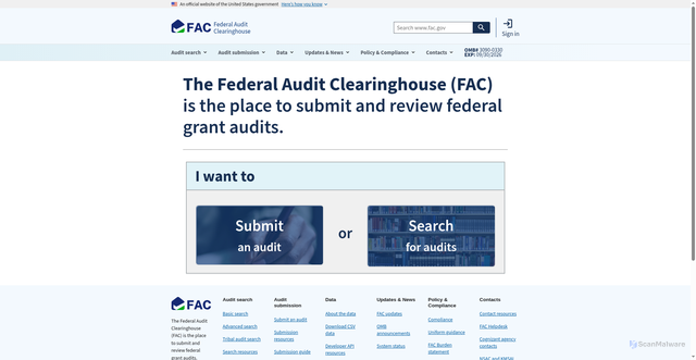 Security scan screenshot of https://www.fac.gov/