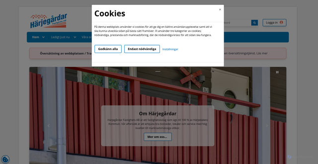 Security scan screenshot of https://marknad.harjegardar.se/
