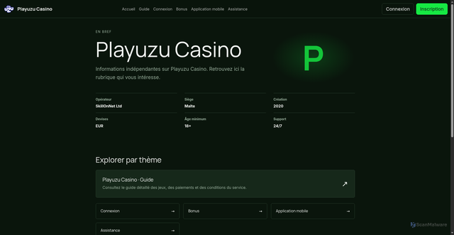 Security scan screenshot of https://playuzucasino.fr/