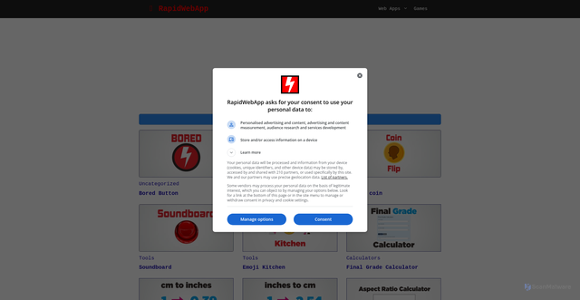 Security scan screenshot of https://www.rapidwebapp.com