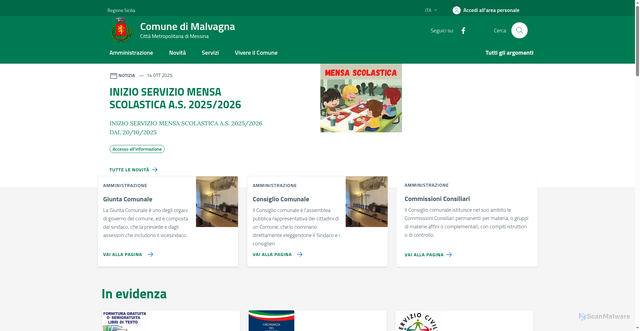 Security scan screenshot of https://www.comune.malvagna.me.it/