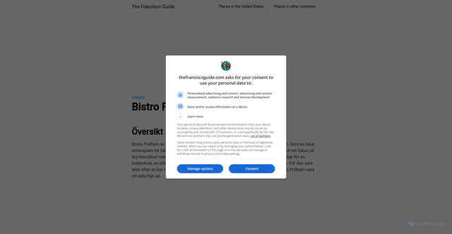 Security scan screenshot of https://bistrofridhem.se
