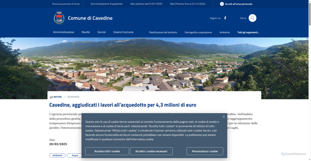 Security scan screenshot of https://www.comune.cavedine.tn.it/
