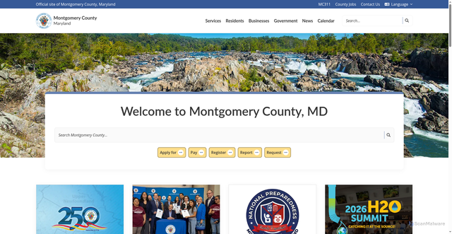 Security scan screenshot of https://www.montgomerycountymd.gov