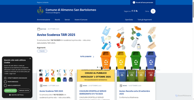 Security scan screenshot of https://www.comune.almennosanbartolomeo.bergamo.it/