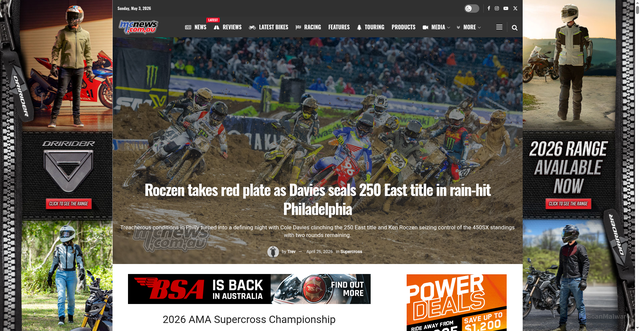 Security scan screenshot of https://www.mcnews.com.au/philadelphia-supercross-2026-results-davies-roczen/