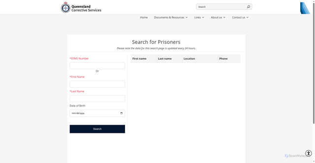 Security scan screenshot of https://corrections.qld.gov.au/prisoner-search-page/