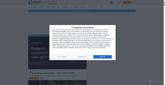 Security scan screenshot of https://www.sweclockers.com/