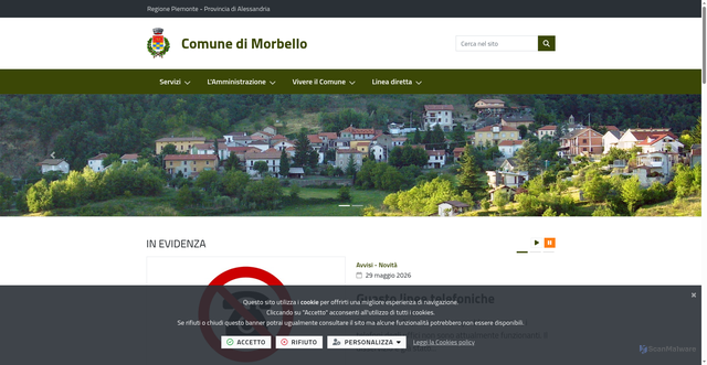 Security scan screenshot of https://www.comune.morbello.al.it