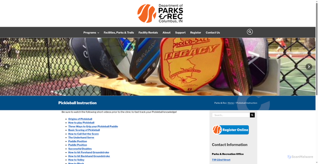 Security scan screenshot of https://columbusparksandrec.com/pickleball-instruction/