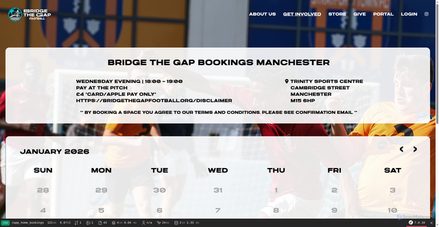 Security scan screenshot of http://btgfootballbookings.com/bookings/Manchester