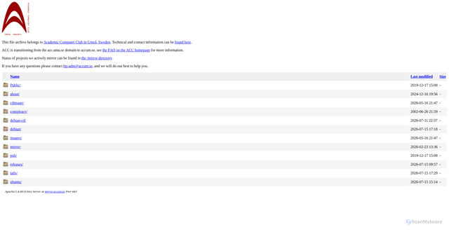 Security scan screenshot of https://mirror.accum.se