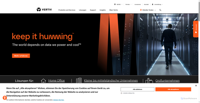Security scan screenshot of https://www.vertiv.com
