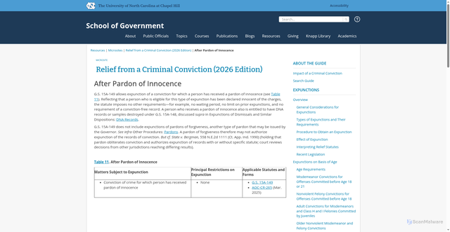 Security scan screenshot of https://www.sog.unc.edu/resources/microsites/relief-criminal-conviction/after-pardon-innocence