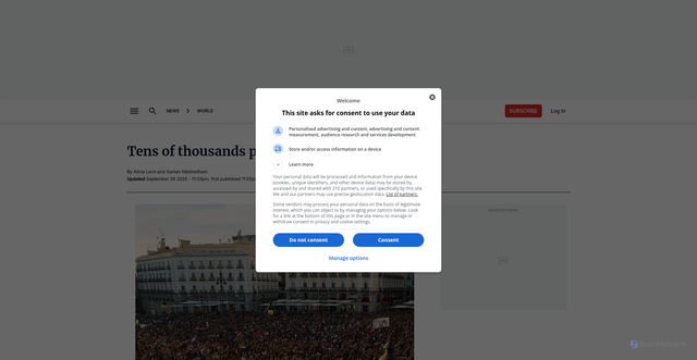 Security scan screenshot of https://www.edenmagnet.com.au/story/9358007/tens-of-thousands-protest-spains-housing-crisis/