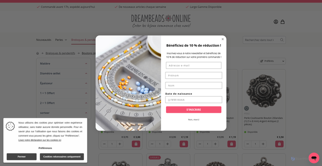 Security scan screenshot of https://dreambeads-online.fr/breloques-pendentifs/boutons-zelandais