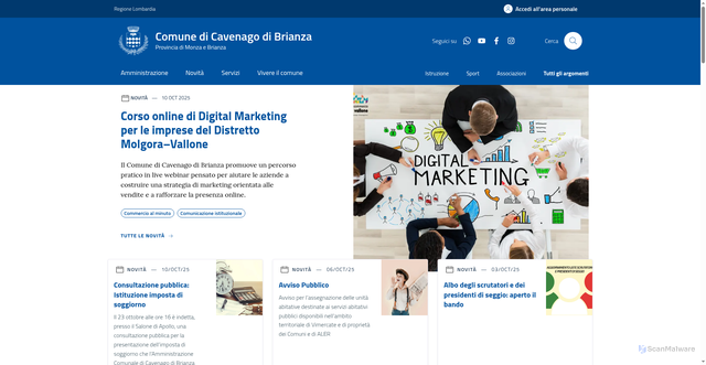 Security scan screenshot of https://www.comune.cavenagobrianza.mb.it/home/index.html