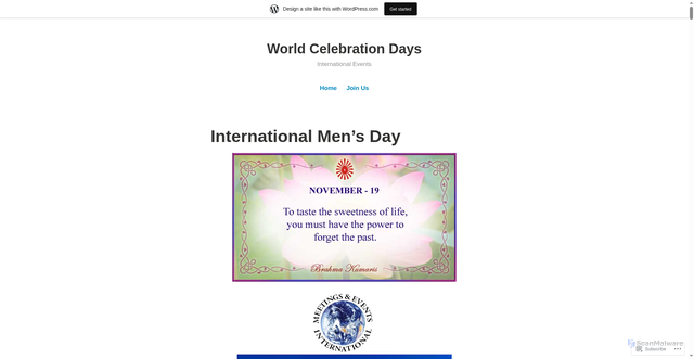Security scan screenshot of https://wcdevents.home.blog/november/internationalmensday/