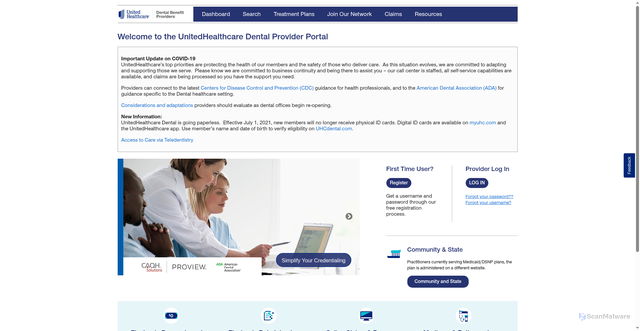 Security scan screenshot of https://secure.uhcdental.com/