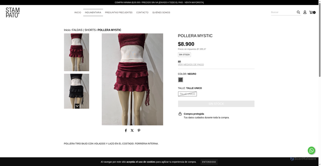 Security scan screenshot of https://stampatoonline.com.ar/productos/pollera-mystic/