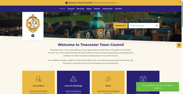 Security scan screenshot of http://www.towcester-tc.gov.uk