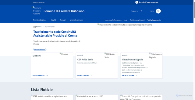 Security scan screenshot of https://comune.crederarubbiano.cr.it/