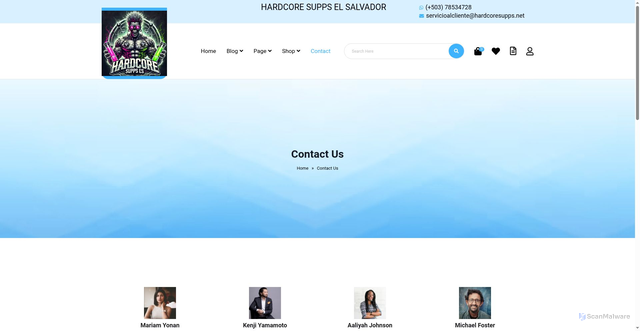 Security scan screenshot of https://hardcoresupps.net/contact/