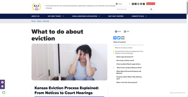 Security scan screenshot of https://www.kansaslegalservices.org/page/2251/what-do-about-eviction
