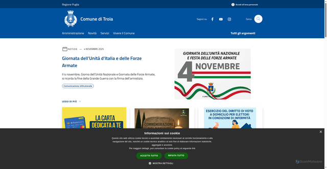 Security scan screenshot of https://www.comune.troia.fg.it/it
