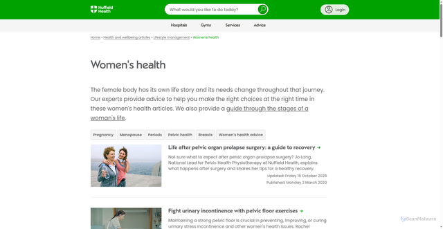 Security scan screenshot of https://www.nuffieldhealth.com/article/womens-health