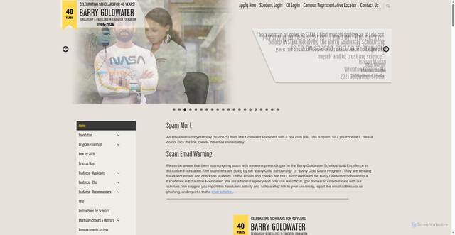 Security scan screenshot of https://goldwaterscholarship.gov/