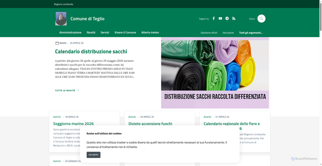 Security scan screenshot of https://www.comune.teglio.so.it
