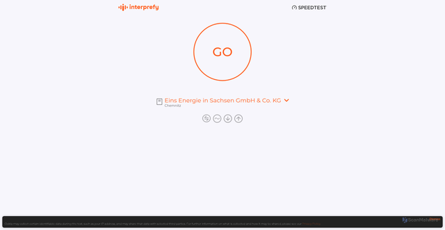 Security scan screenshot of https://interprefy.speedtestcustom.com/