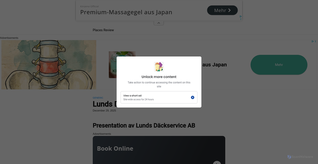 Security scan screenshot of https://lundsdackservice.se