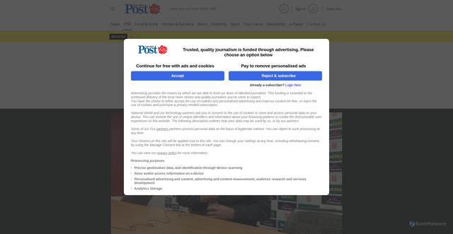 Security scan screenshot of https://www.lep.co.uk/sport/football/preston-north-end/preston-north-end-fc-early-team-injury-news-wrexham-championship-lewis-dobbin-james-mcclean-5456710