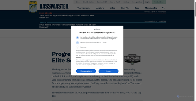 Security scan screenshot of https://www.bassmaster.com/elite/