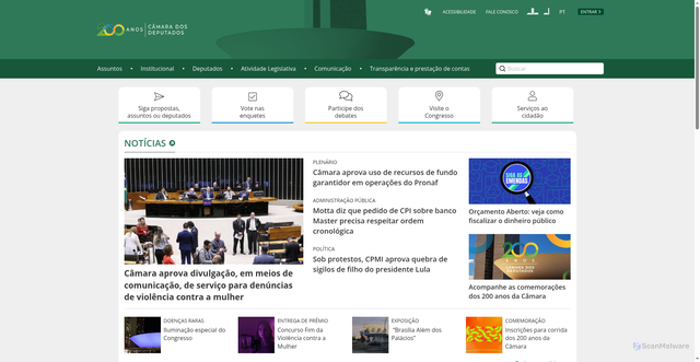 Security scan screenshot of https://www.camara.leg.br