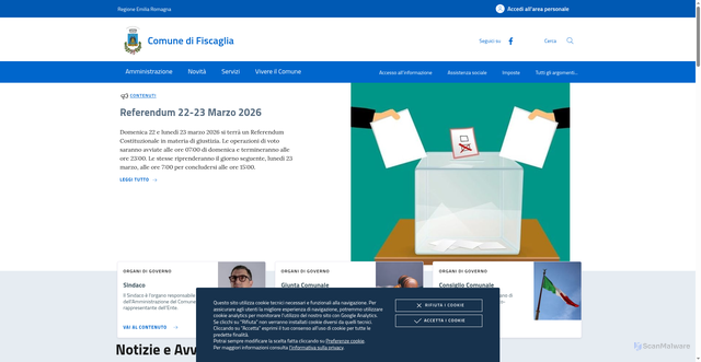 Security scan screenshot of https://www.comune.fiscaglia.fe.it/
